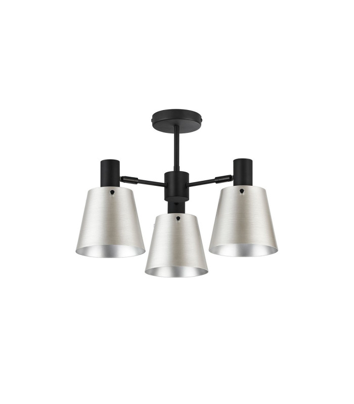 Greenport 65cm Semi Ceiling Light Adjustable Arms 16cm x 14cm Shade 3 Light E27 Sand Black/Light Grey/Silver Metal Shade-5