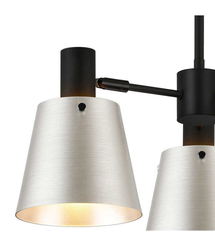 Greenport 65cm Semi Ceiling Light Adjustable Arms 16cm x 14cm Shade 3 Light E27 Sand Black/Light Grey/Silver Metal Shade-6