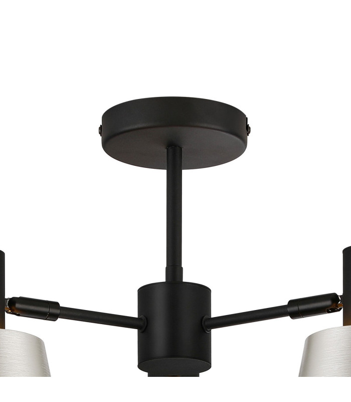Greenport 65cm Semi Ceiling Light Adjustable Arms 16cm x 14cm Shade 3 Light E27 Sand Black/Light Grey/Silver Metal Shade-7