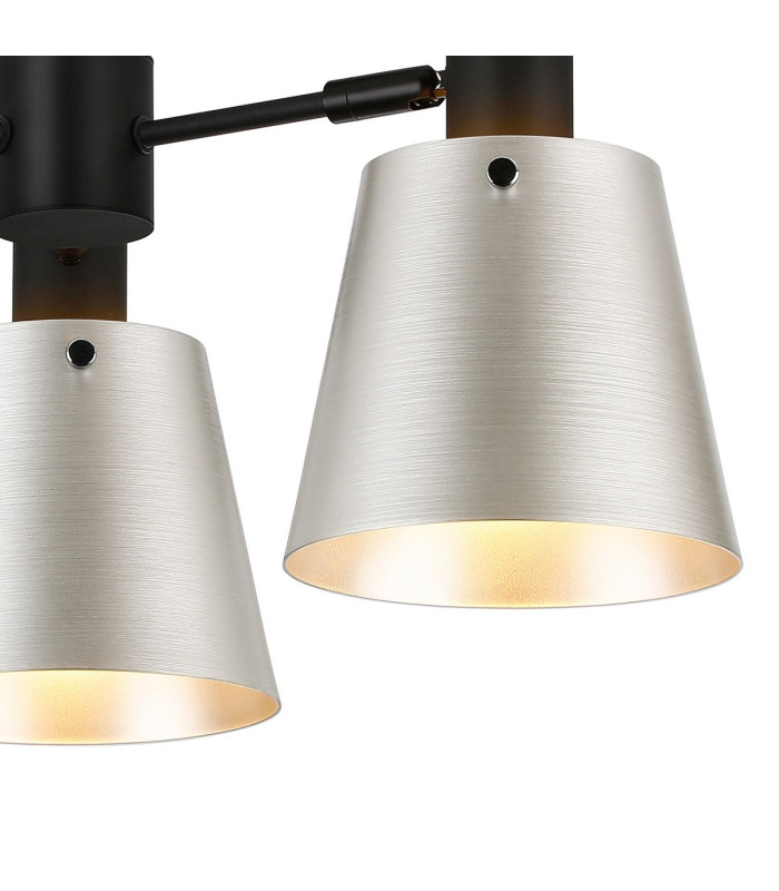 Greenport 65cm Semi Ceiling Light Adjustable Arms 16cm x 14cm Shade 3 Light E27 Sand Black/Light Grey/Silver Metal Shade-8