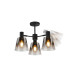 Greenport 65cm Semi Ceiling Light Adjustable Arms 16cm x 14cm Shade 3 Light E27 Sand Black/Smoke Faded Glass Shade-4