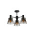 Greenport 65cm Semi Ceiling Light Adjustable Arms 16cm x 14cm Shade 3 Light E27 Sand Black/Smoke Faded Glass Shade-5