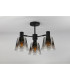 Greenport 65cm Semi Ceiling Light Adjustable Arms 16cm x 14cm Shade 3 Light E27 Sand Black/Smoke Faded Glass Shade-9