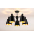 Greenport 75cm Semi Ceiling Light Adjustable Arms 16cm x 14cm Shade 5 Light E27 Sand Black/Black/Gold Metal Shade-3
