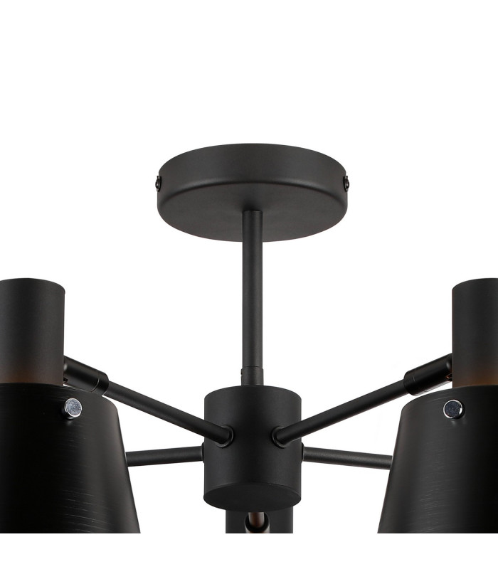 Greenport 75cm Semi Ceiling Light Adjustable Arms 16cm x 14cm Shade 5 Light E27 Sand Black/Black/Gold Metal Shade-7