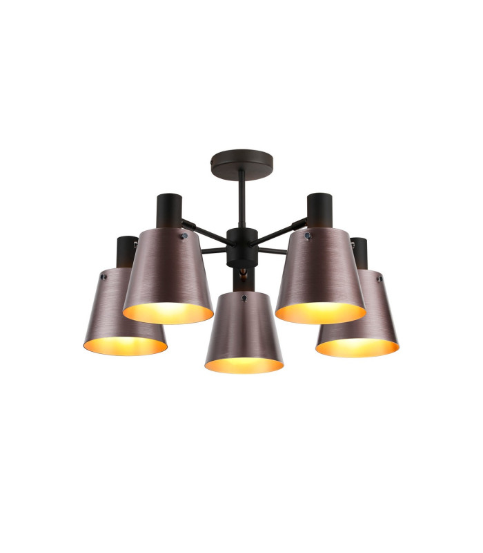 Greenport 75cm Semi Ceiling Light Adjustable Arms 16cm x 14cm Shade 5 Light E27 Sand Black/Brown/Copper Metal Shade-1