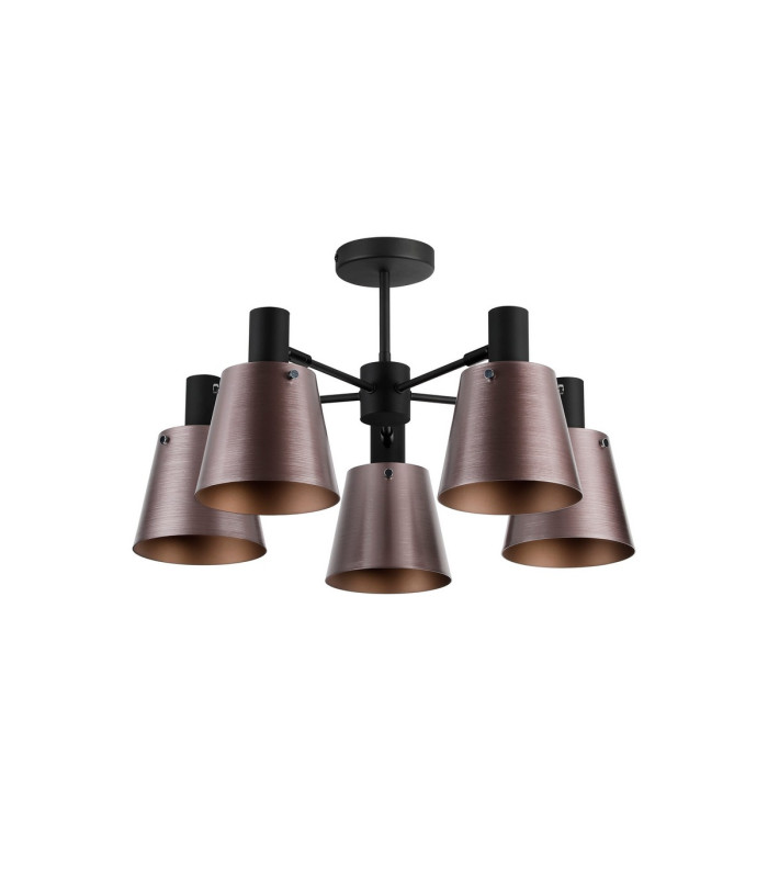 Greenport 75cm Semi Ceiling Light Adjustable Arms 16cm x 14cm Shade 5 Light E27 Sand Black/Brown/Copper Metal Shade-5