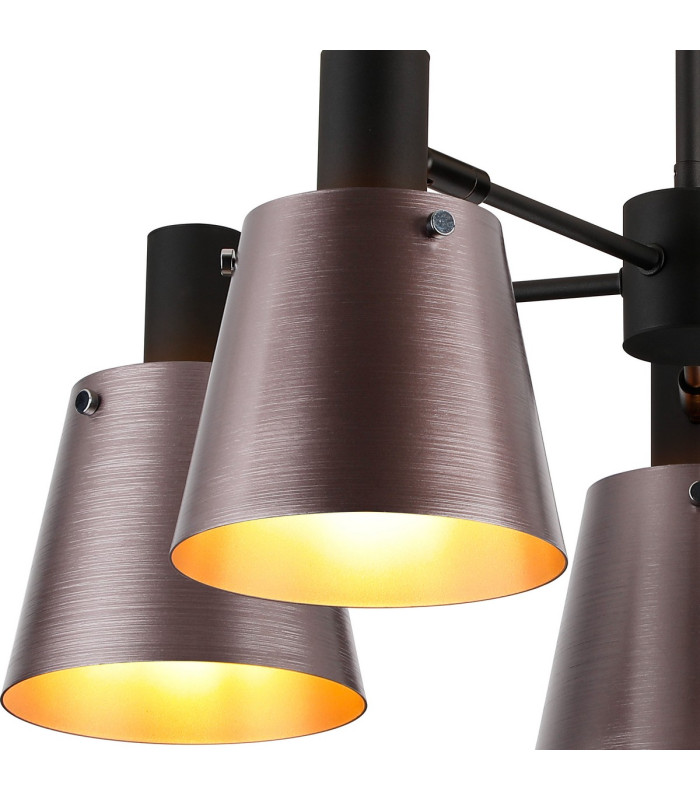 Greenport 75cm Semi Ceiling Light Adjustable Arms 16cm x 14cm Shade 5 Light E27 Sand Black/Brown/Copper Metal Shade-6