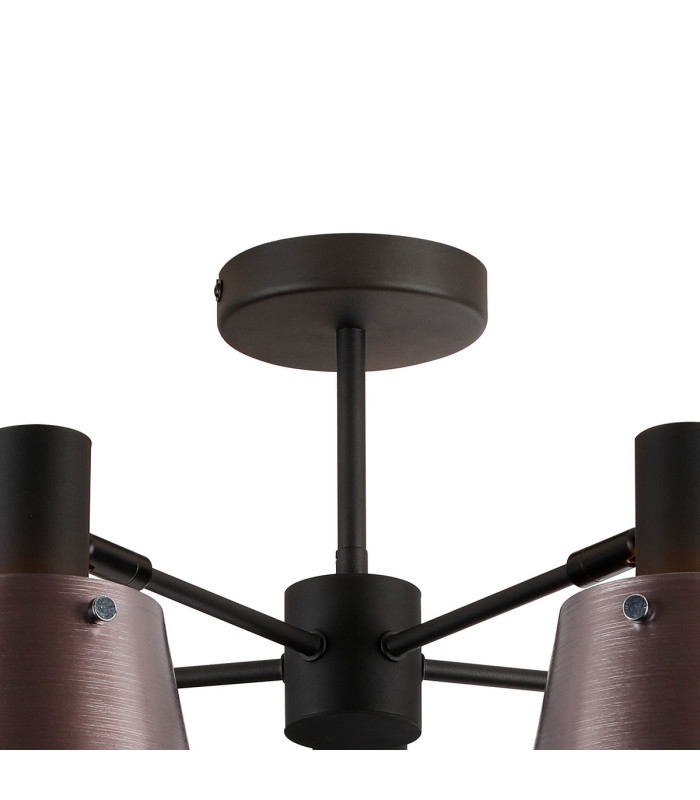 Greenport 75cm Semi Ceiling Light Adjustable Arms 16cm x 14cm Shade 5 Light E27 Sand Black/Brown/Copper Metal Shade-7