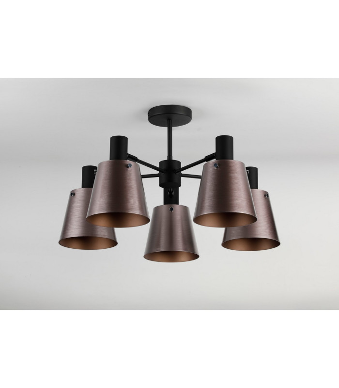 Greenport 75cm Semi Ceiling Light Adjustable Arms 16cm x 14cm Shade 5 Light E27 Sand Black/Brown/Copper Metal Shade-9