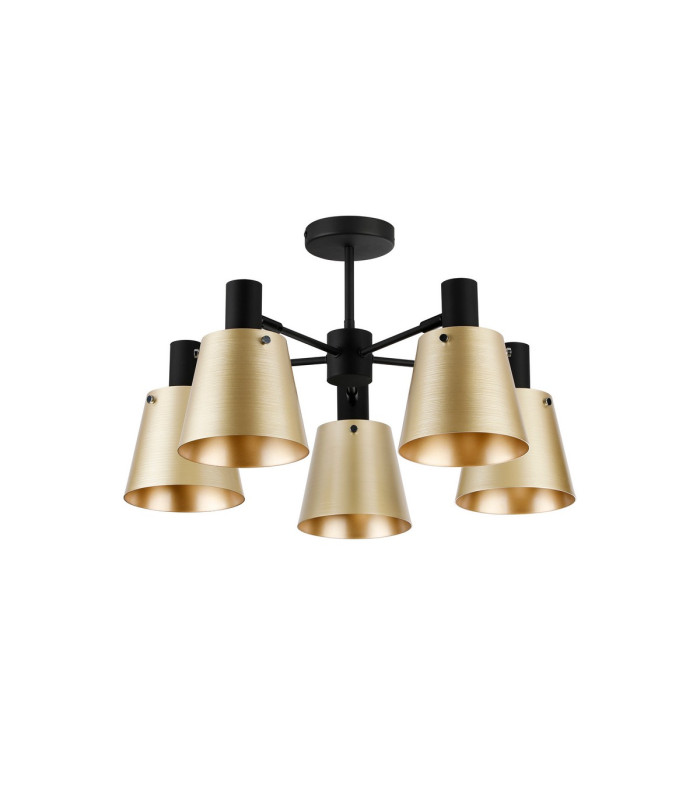 Greenport 75cm Semi Ceiling Light Adjustable Arms 16cm x 14cm Shade 5 Light E27 Sand Black/Brass/Gold Metal Shade-5