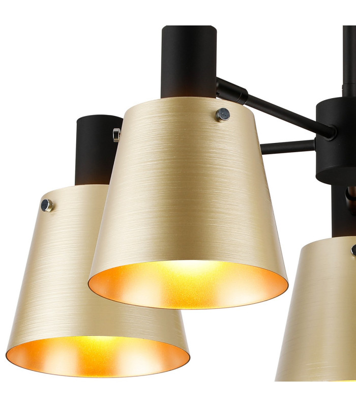 Greenport 75cm Semi Ceiling Light Adjustable Arms 16cm x 14cm Shade 5 Light E27 Sand Black/Brass/Gold Metal Shade-6