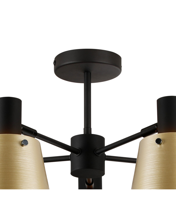 Greenport 75cm Semi Ceiling Light Adjustable Arms 16cm x 14cm Shade 5 Light E27 Sand Black/Brass/Gold Metal Shade-7