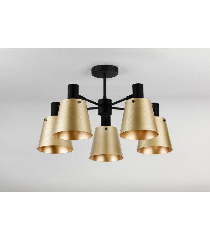 Greenport 75cm Semi Ceiling Light Adjustable Arms 16cm x 14cm Shade 5 Light E27 Sand Black/Brass/Gold Metal Shade-9