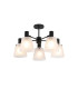 Greenport 75cm Semi Ceiling Light Adjustable Arms 16cm x 14cm Shade 5 Light E27 Sand Black/Frosted White Glass Shade-1