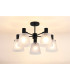 Greenport 75cm Semi Ceiling Light Adjustable Arms 16cm x 14cm Shade 5 Light E27 Sand Black/Frosted White Glass Shade-3