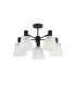 Greenport 75cm Semi Ceiling Light Adjustable Arms 16cm x 14cm Shade 5 Light E27 Sand Black/Frosted White Glass Shade-5