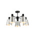 Greenport 75cm Semi Ceiling Light Adjustable Arms 16cm x 14cm Shade 5 Light E27 Sand Black/Light Grey/Silver Metal Shade-1