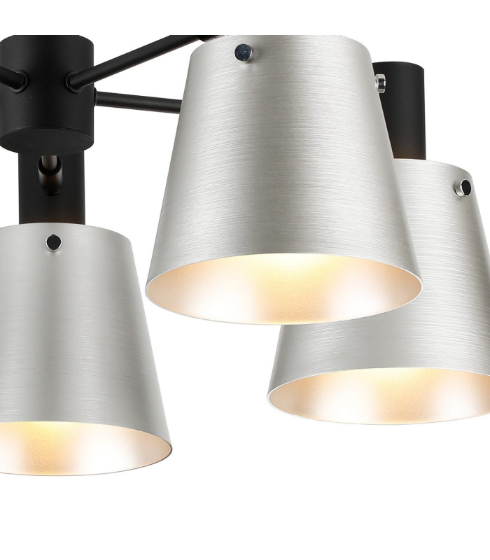 Greenport 75cm Semi Ceiling Light Adjustable Arms 16cm x 14cm Shade 5 Light E27 Sand Black/Light Grey/Silver Metal Shade-8