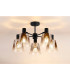 Greenport 75cm Semi Ceiling Light Adjustable Arms 16cm x 14cm Shade 5 Light E27 Sand Black/Smoke Faded Glass Shade-3