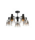 Greenport 75cm Semi Ceiling Light Adjustable Arms 16cm x 14cm Shade 5 Light E27 Sand Black/Smoke Faded Glass Shade-5