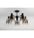 Greenport 75cm Semi Ceiling Light Adjustable Arms 16cm x 14cm Shade 5 Light E27 Sand Black/Smoke Faded Glass Shade-9