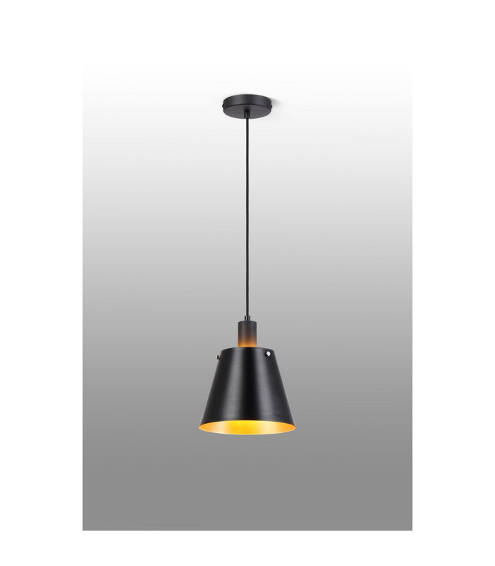 Greenport Single Pendant 23cm x 18cm Shade 1 Light E27 Sand Black/Black/Gold Metal Shade-3