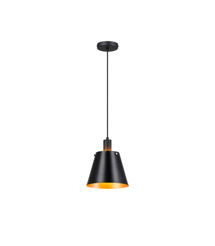 Greenport Single Pendant 23cm x 18cm Shade 1 Light E27 Sand Black/Black/Gold Metal Shade-4
