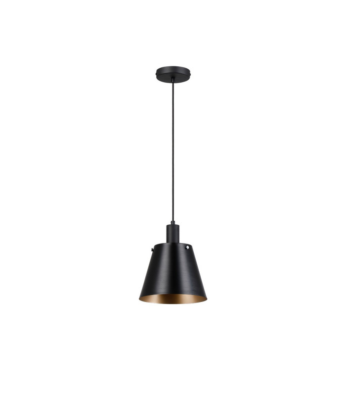 Greenport Single Pendant 23cm x 18cm Shade 1 Light E27 Sand Black/Black/Gold Metal Shade-5