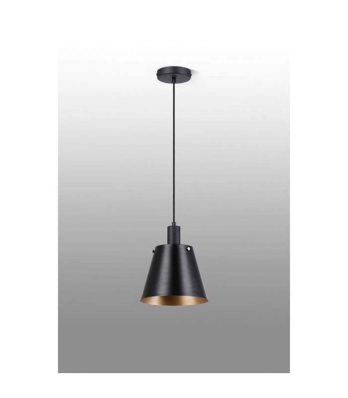 Greenport Single Pendant 23cm x 18cm Shade 1 Light E27 Sand Black/Black/Gold Metal Shade-8