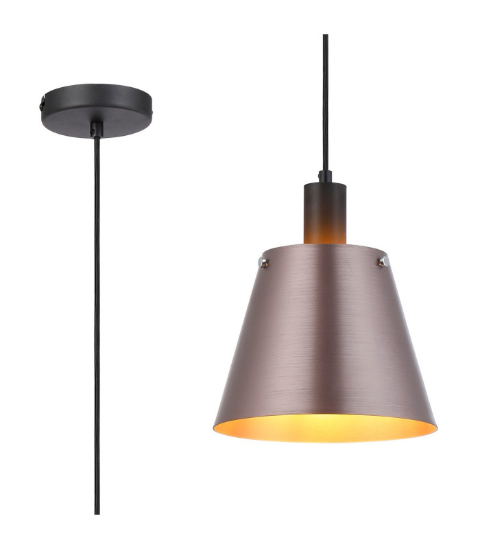 Greenport Single Pendant 23cm x 18cm Shade 1 Light E27 Sand Black/Brown/Copper Metal Shade-1