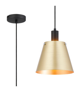 Greenport Single Pendant 23cm x 18cm Shade 1 Light E27 Sand Black/Brass/Gold Metal Shade-1