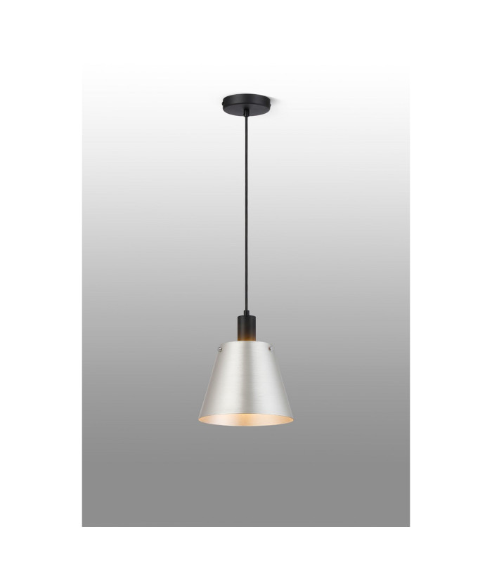 Greenport Single Pendant 23cm x 18cm Shade 1 Light E27 Sand Black/Light Grey/Silver Metal Shade-3