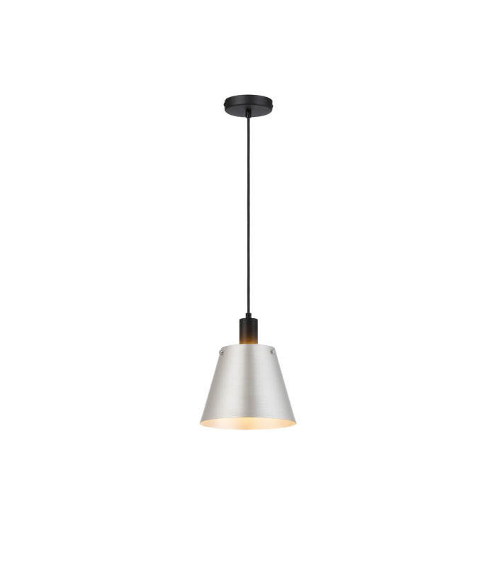 Greenport Single Pendant 23cm x 18cm Shade 1 Light E27 Sand Black/Light Grey/Silver Metal Shade-4