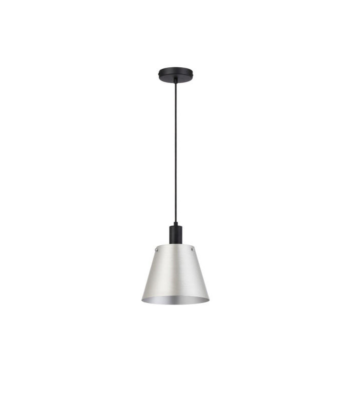 Greenport Single Pendant 23cm x 18cm Shade 1 Light E27 Sand Black/Light Grey/Silver Metal Shade-5