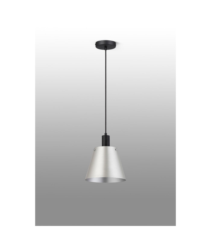 Greenport Single Pendant 23cm x 18cm Shade 1 Light E27 Sand Black/Light Grey/Silver Metal Shade-8