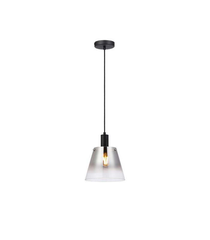 Greenport Single Pendant 23cm x 18cm Shade 1 Light E27 Sand Black/Smoke Faded Glass Shade-4