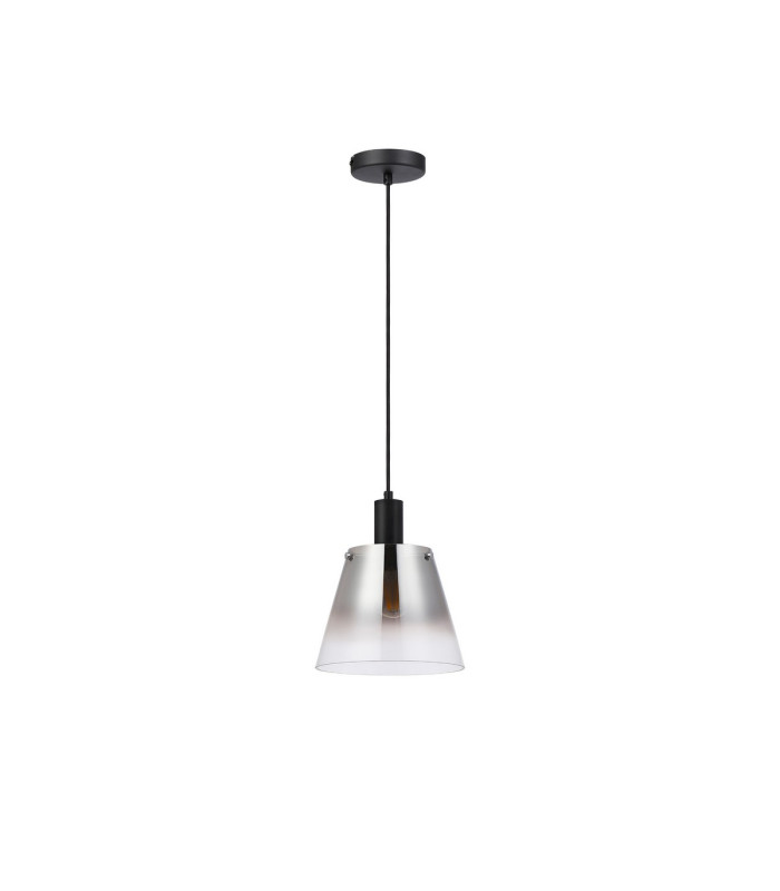 Greenport Single Pendant 23cm x 18cm Shade 1 Light E27 Sand Black/Smoke Faded Glass Shade-5