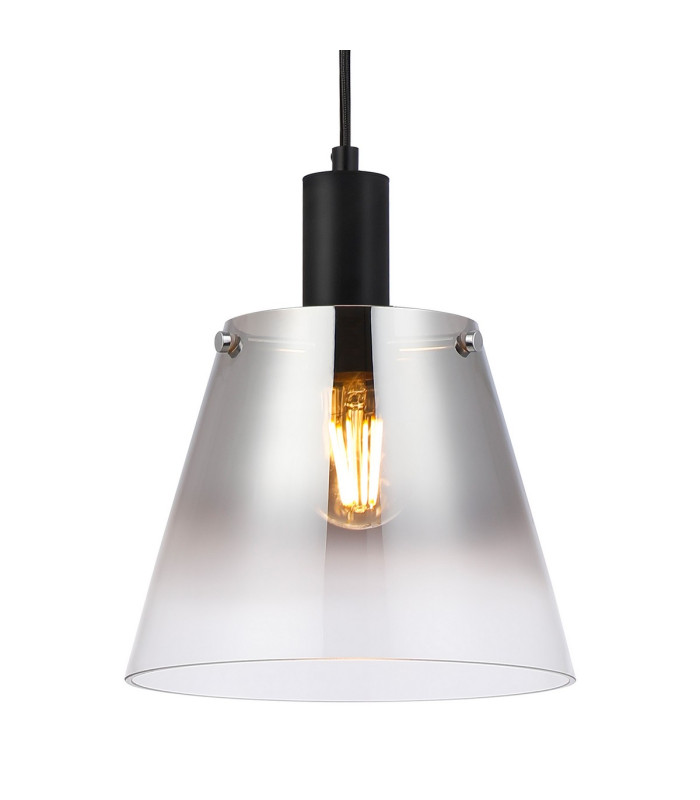 Greenport Single Pendant 23cm x 18cm Shade 1 Light E27 Sand Black/Smoke Faded Glass Shade-7