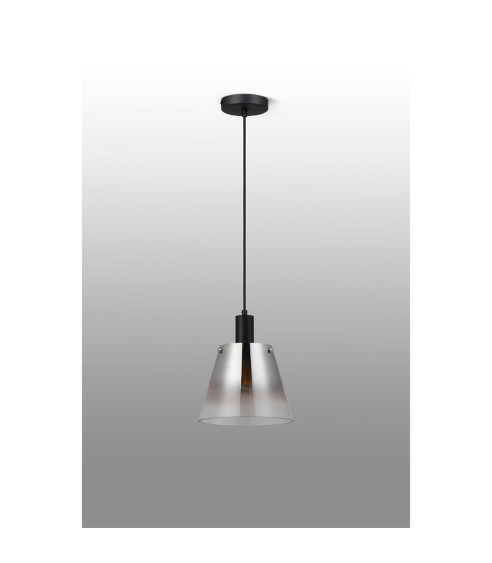 Greenport Single Pendant 23cm x 18cm Shade 1 Light E27 Sand Black/Smoke Faded Glass Shade-8