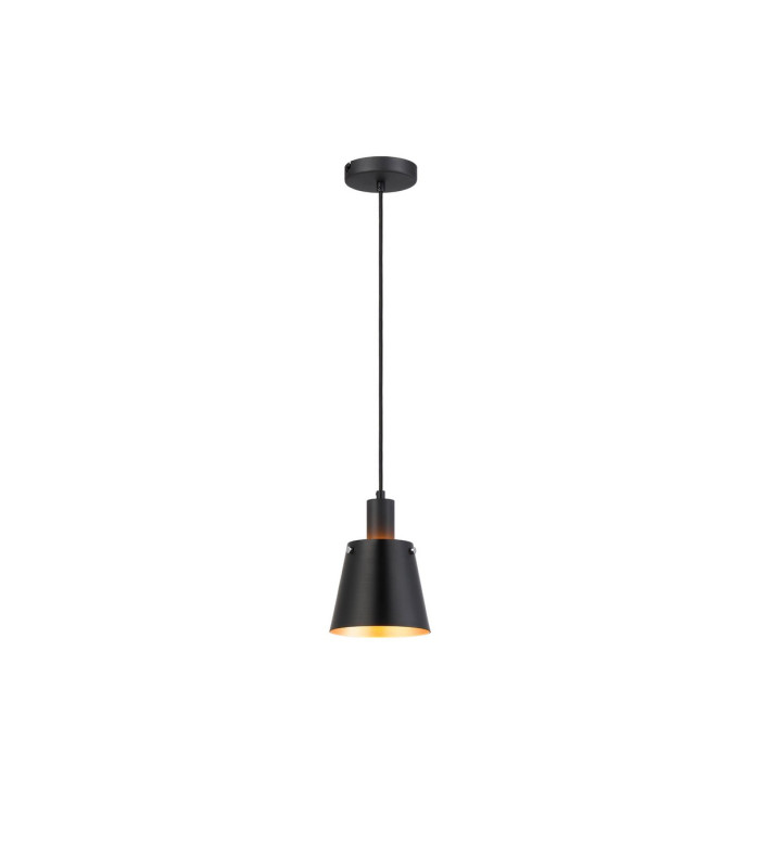 Greenport Single Pendant 16cm x 14cm Shade 1 Light E27 Sand Black/Black/Gold Metal Shade-4