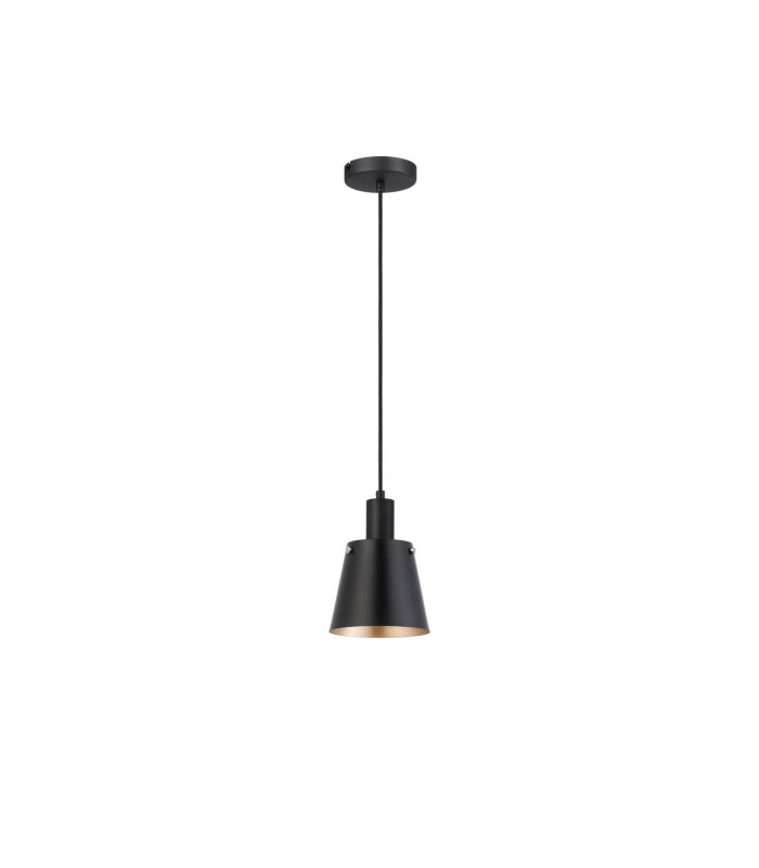 Greenport Single Pendant 16cm x 14cm Shade 1 Light E27 Sand Black/Black/Gold Metal Shade-5