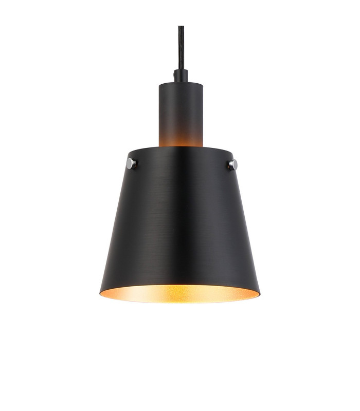 Greenport Single Pendant 16cm x 14cm Shade 1 Light E27 Sand Black/Black/Gold Metal Shade-7