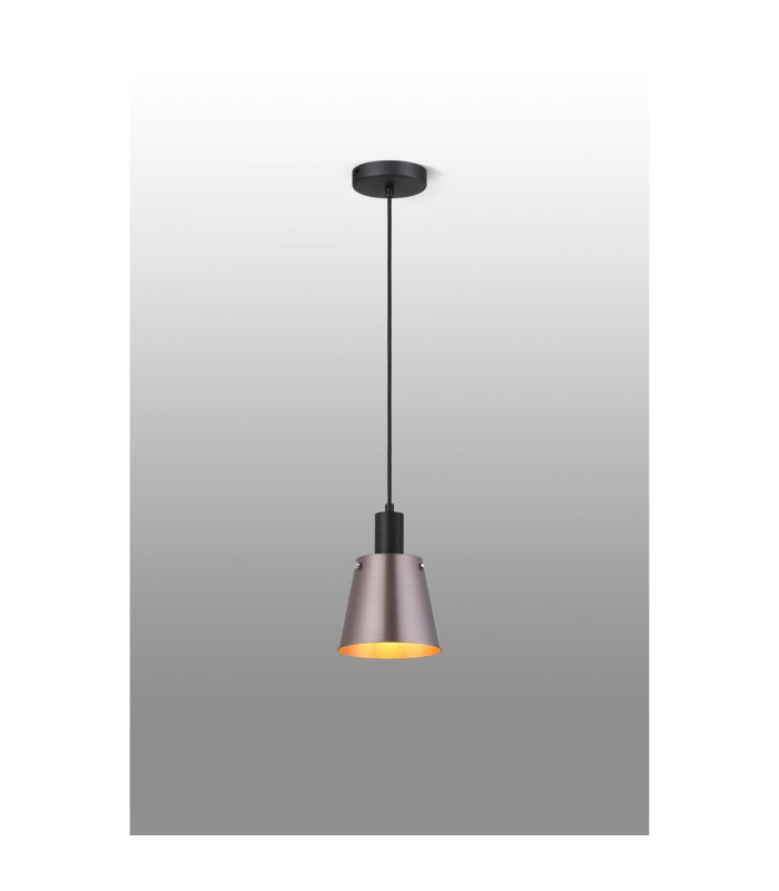 Greenport Single Pendant 16cm x 14cm Shade 1 Light E27 Sand Black/Brown/Copper Metal Shade-3
