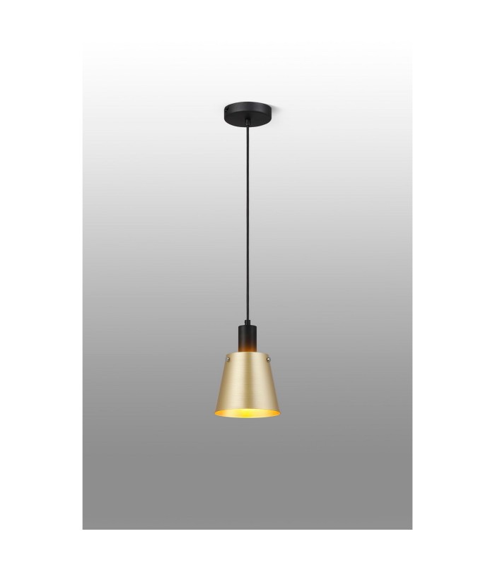 Greenport Single Pendant 16cm x 14cm Shade 1 Light E27 Sand Black/Brass/Gold Metal Shade-3