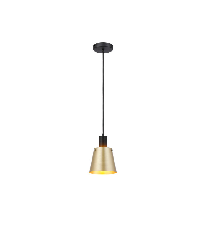 Greenport Single Pendant 16cm x 14cm Shade 1 Light E27 Sand Black/Brass/Gold Metal Shade-4