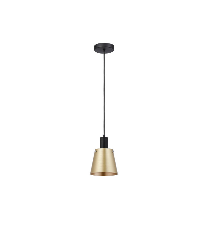 Greenport Single Pendant 16cm x 14cm Shade 1 Light E27 Sand Black/Brass/Gold Metal Shade-5