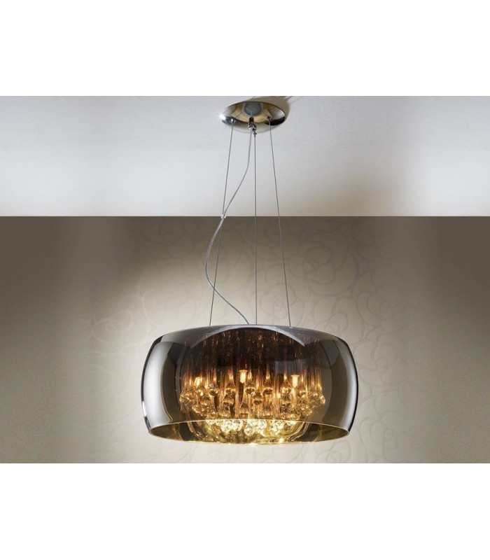 6 Light Round Crystal Ceiling Pendant Chrome, Mirror, G9 - 1