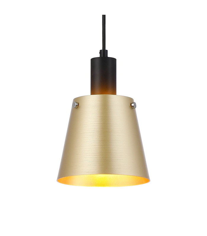 Greenport Single Pendant 16cm x 14cm Shade 1 Light E27 Sand Black/Brass/Gold Metal Shade-7