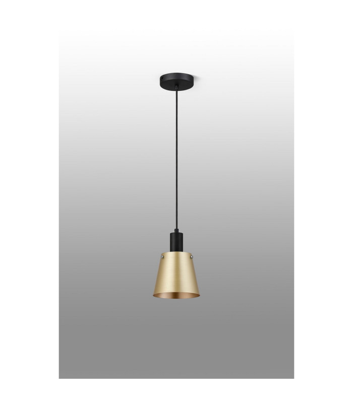 Greenport Single Pendant 16cm x 14cm Shade 1 Light E27 Sand Black/Brass/Gold Metal Shade-8